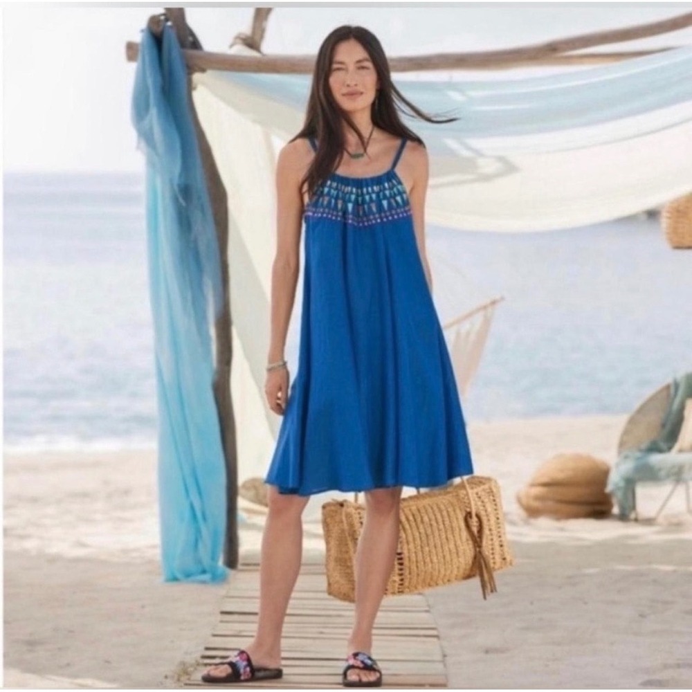 Sundance Women's Pretty Origins Embroidered Cotton and Silk Blend Dress Size M